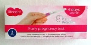 Mama's Meisje Action Vroege Zwangerschapstest Lifecare Early Pregnancytest verpakking