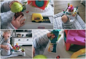 collage activiteitentafel Little Tikes speelgoed 3-in-1 op de grond onderweg speeltafel baby's - Mama's Meisje blog