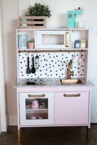 Ikea duktig keukentje gepimpt roze zwart wit stippen goud - Mama's Meisje blog