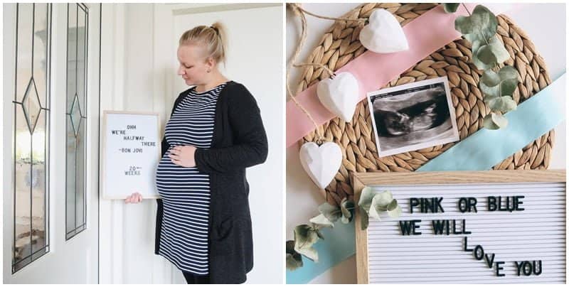 collage letterbord voor zwangerschapsfotos - Mama's Meisje blog
