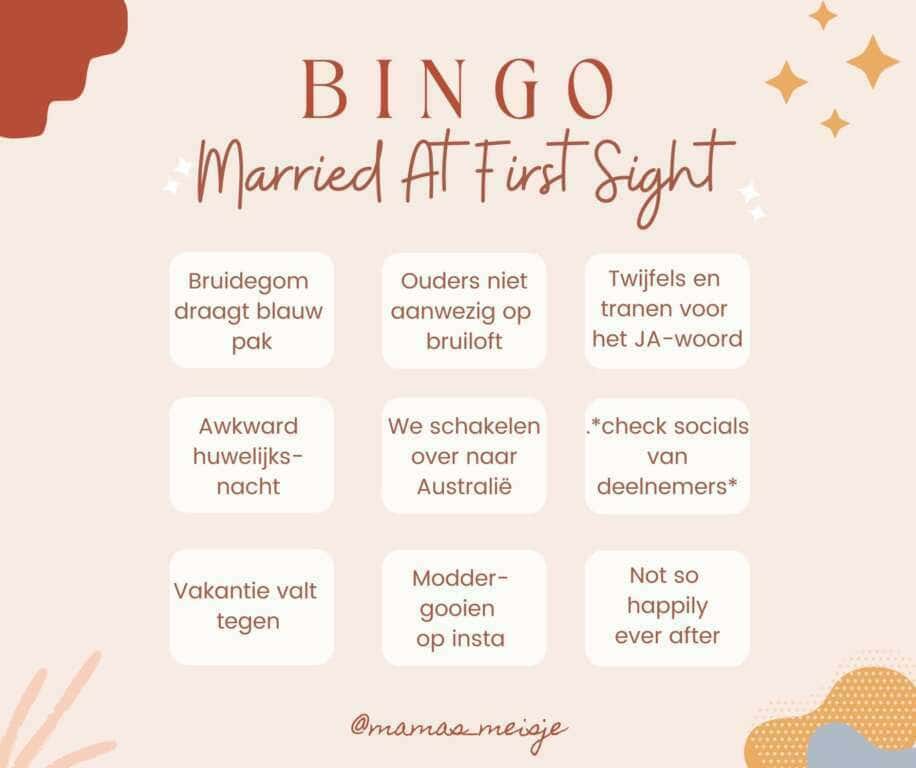 Married At First Sight bingokaart - Mama's Meisje blog